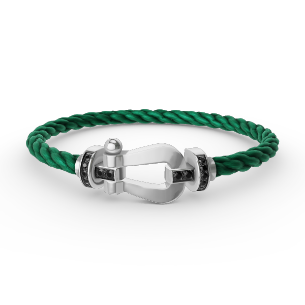 [Rosla]FORCE LARGE HORSESHOE BLACK DIAMOND BRACELET SILVER