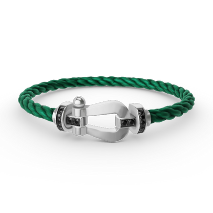 [Rosla]FORCE LARGE HORSESHOE BLACK DIAMOND BRACELET SILVER