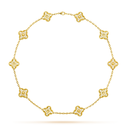 [Rosla]CLOVER 10 MOTIFS DIAMOND NECKLACE