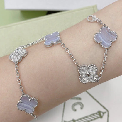 [Rosla] CLOVER 5 MOTIF PURPLE CHALCEDONY BRACELET COLLECTION