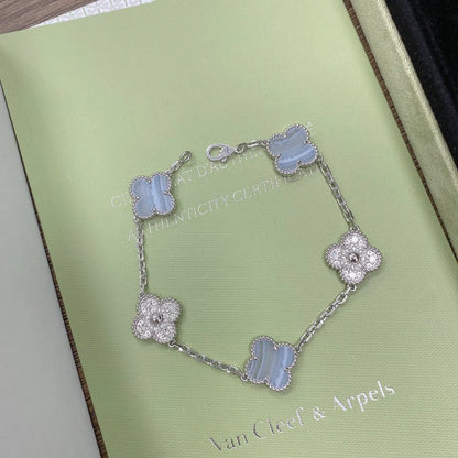 [Rosla] CLOVER 5 MOTIF PURPLE CHALCEDONY BRACELET COLLECTION