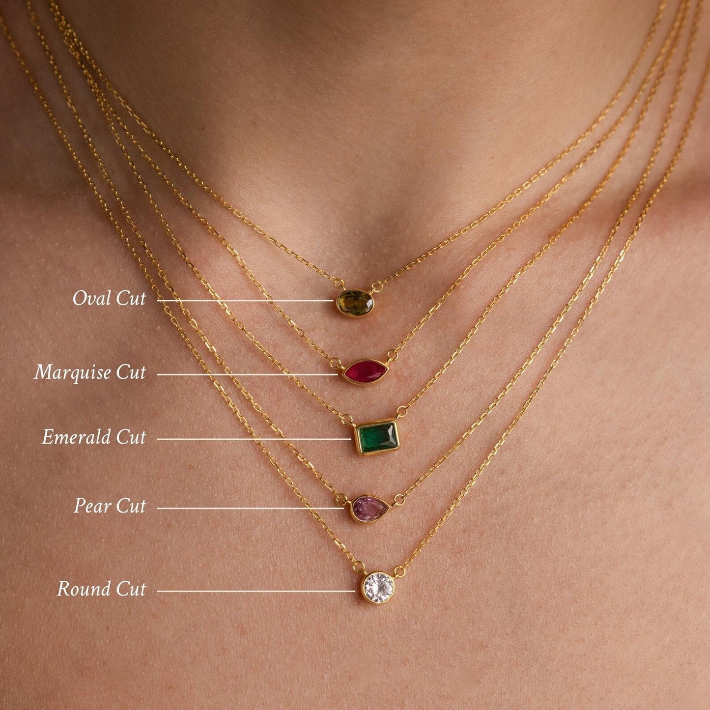 Custom Cut Birthstone Necklace