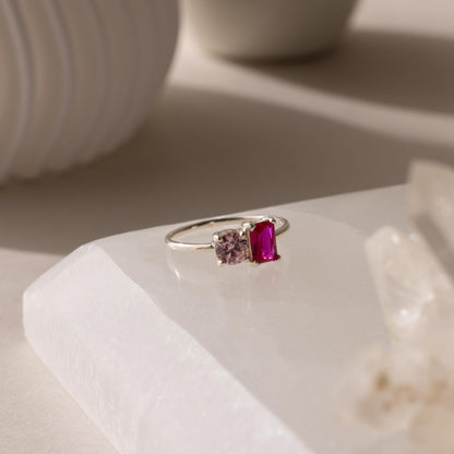 Toi et Moi Emerald Birthstone Ring