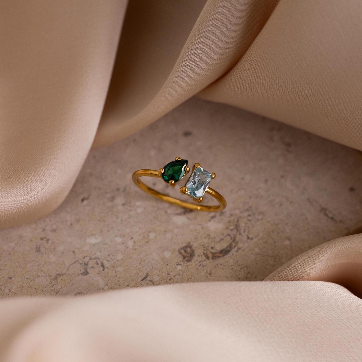 Open Toi et Moi Birthstone Ring
