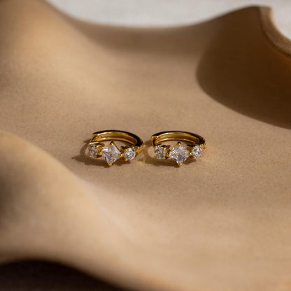 Princess Cut Birthstone Huggies