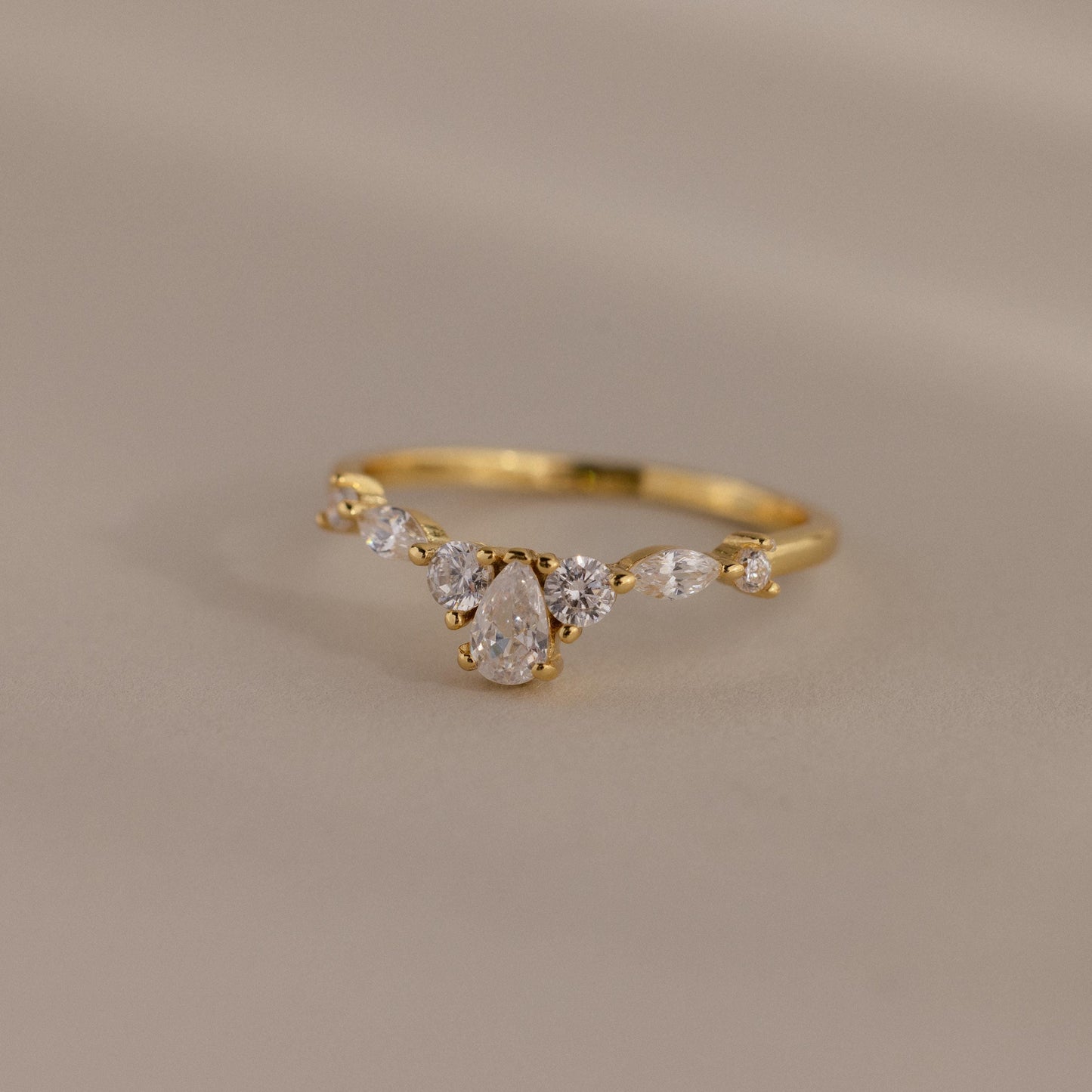 Pear Diamond Curve Ring