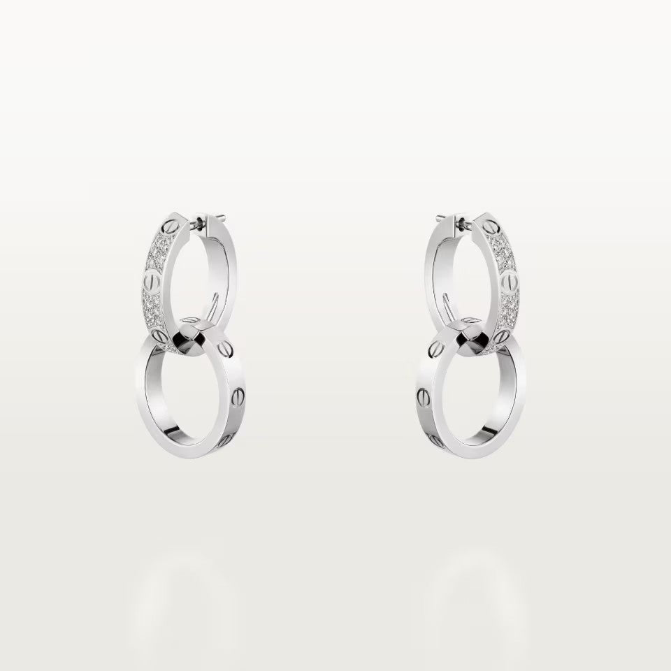 [Rosla]LOVE 3.3MM DANGLE HALF DIAMOND EARRINGS