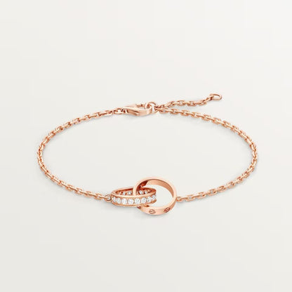 [Rosla]LOVE DOUBLE RING HALF DIAMOND BRACELET