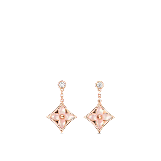 [Rosla]DOUBLE STAR PINK GOLD MOP DROP EARRINGS