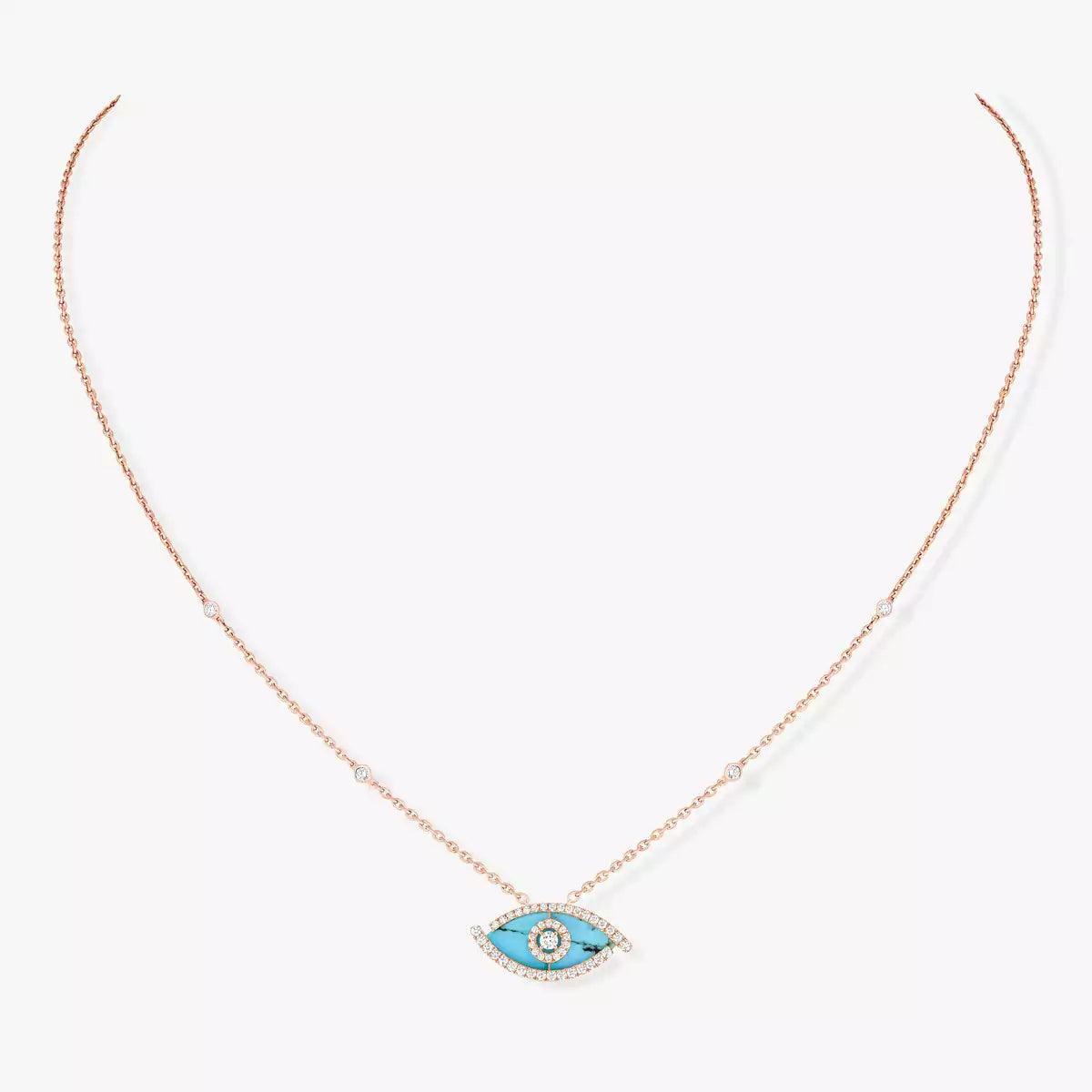 [Rosla]Lucky Eye Diamond Necklace in Rose Gold and Turquoise