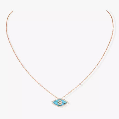 [Rosla]Lucky Eye Diamond Necklace in Rose Gold and Turquoise