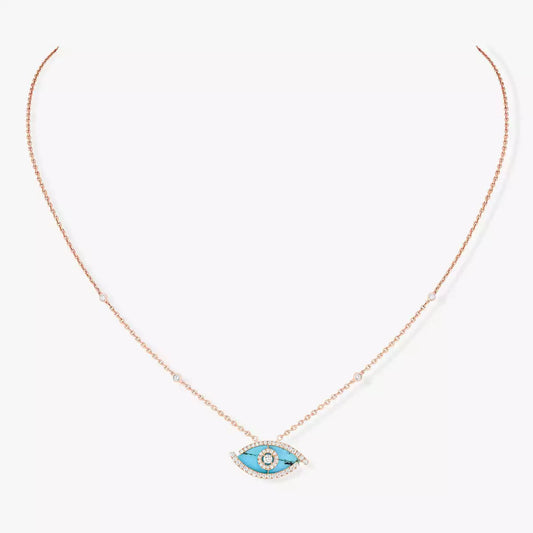 [Rosla]Lucky Eye Diamond Necklace in Rose Gold and Turquoise