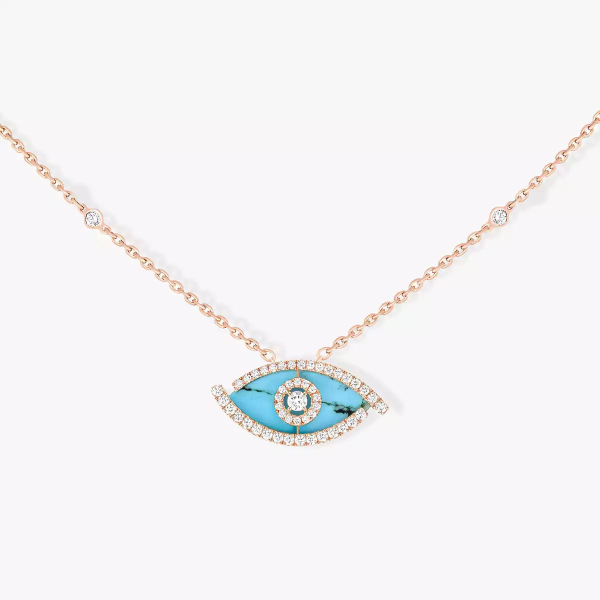 [Rosla]Lucky Eye Diamond Necklace in Rose Gold and Turquoise