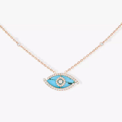 [Rosla]Lucky Eye Diamond Necklace in Rose Gold and Turquoise