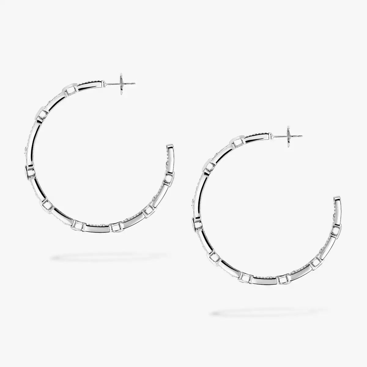 [[Rosla]Move Link Diamond Hoop Earrings