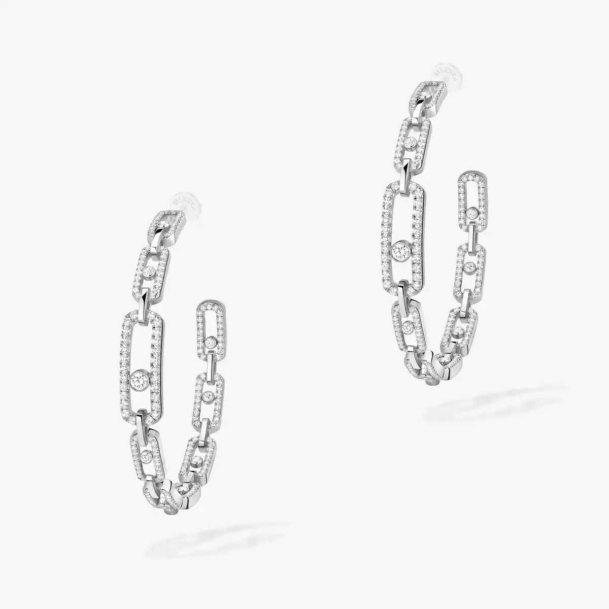 [[Rosla]Move Link Diamond Hoop Earrings