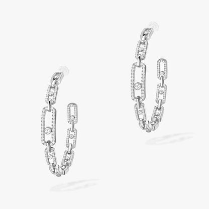 [[Rosla]Move Link Diamond Hoop Earrings