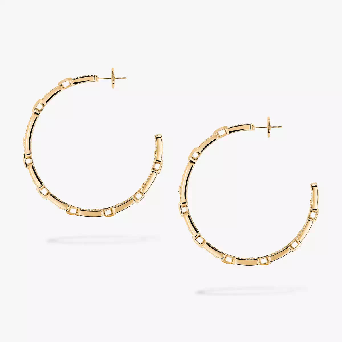 [[Rosla]Move Link Diamond Hoop Earrings