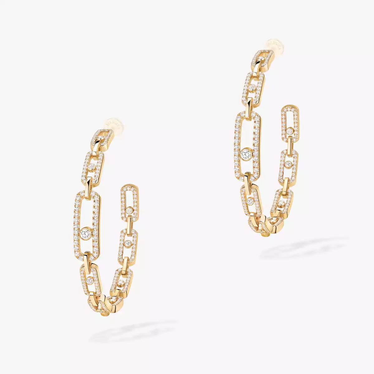 [[Rosla]Move Link Diamond Hoop Earrings