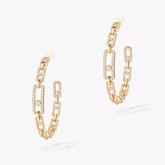 [[Rosla]Move Link Diamond Hoop Earrings
