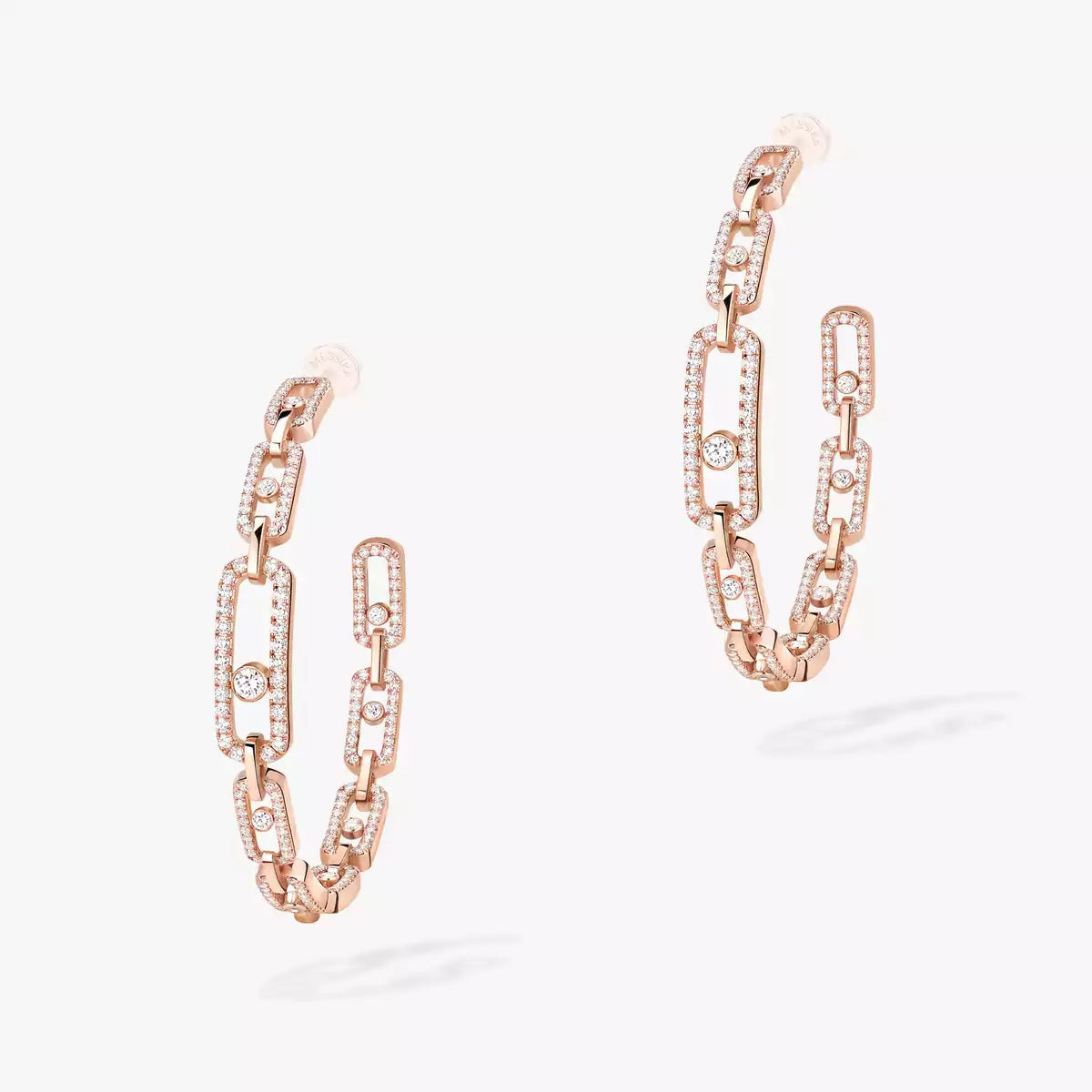 [[Rosla]Move Link Diamond Hoop Earrings