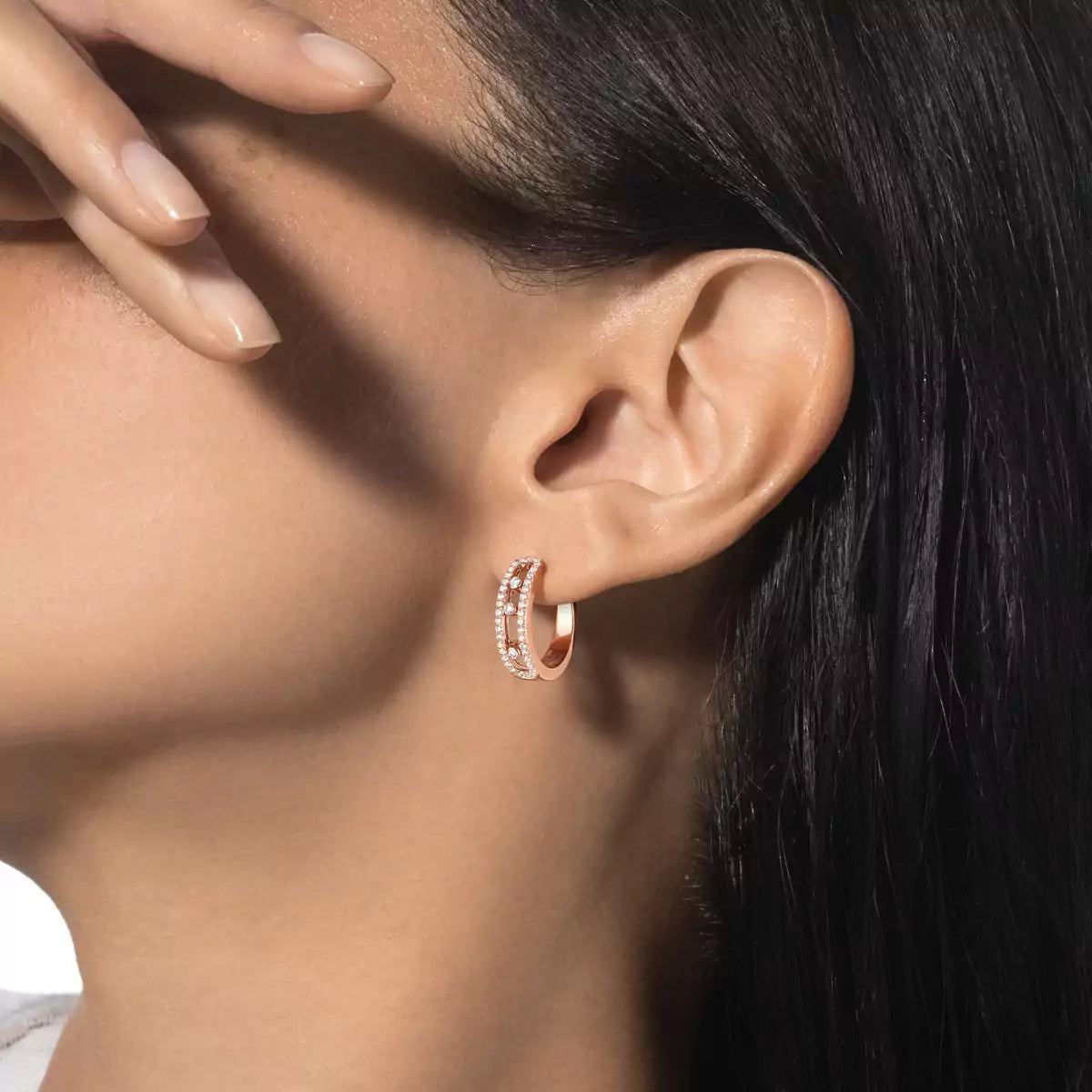 [Rosla]Diamond Pave_ Hoop Earrings Move