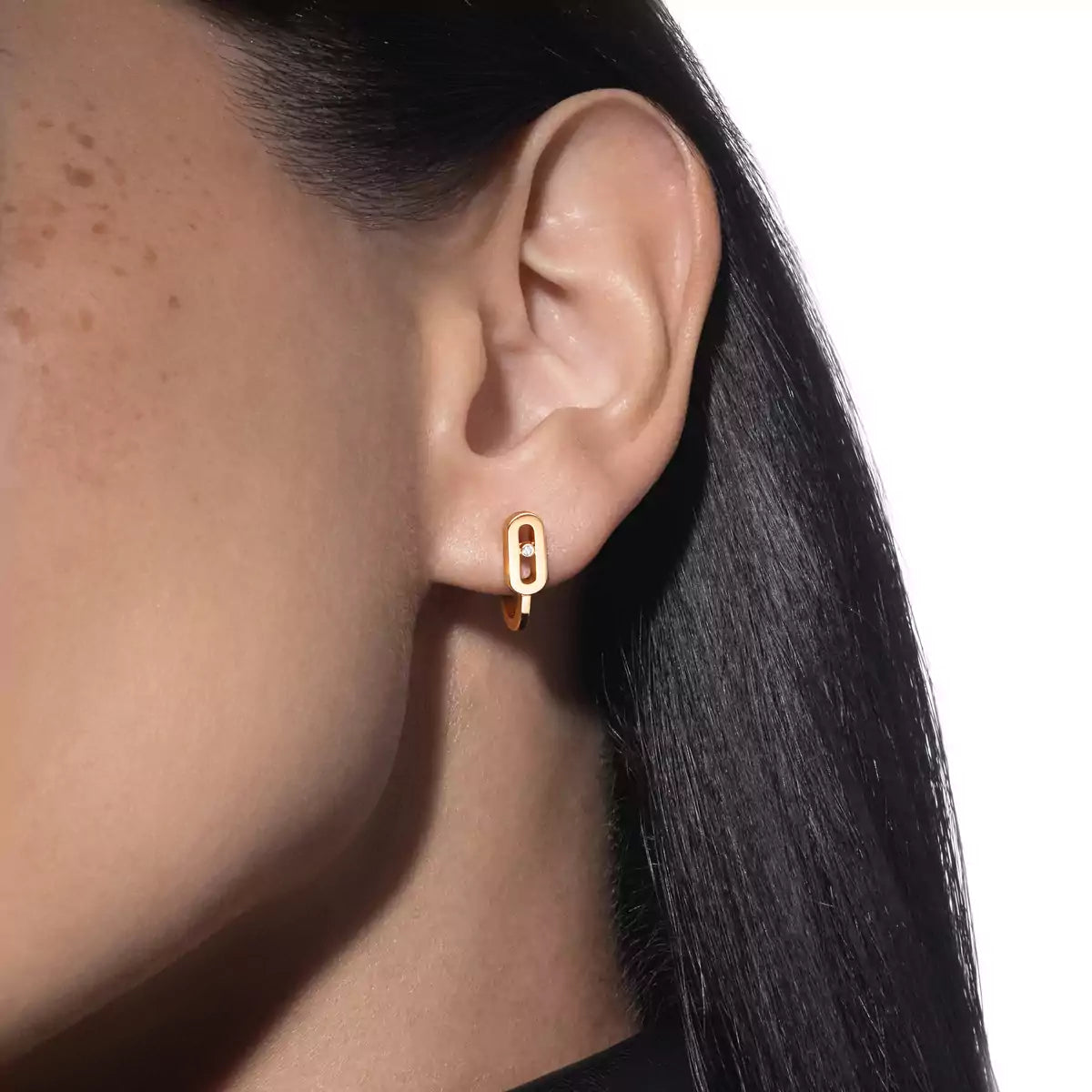 [Rosla]Diamond Mini Hoop Earrings Move Classique
