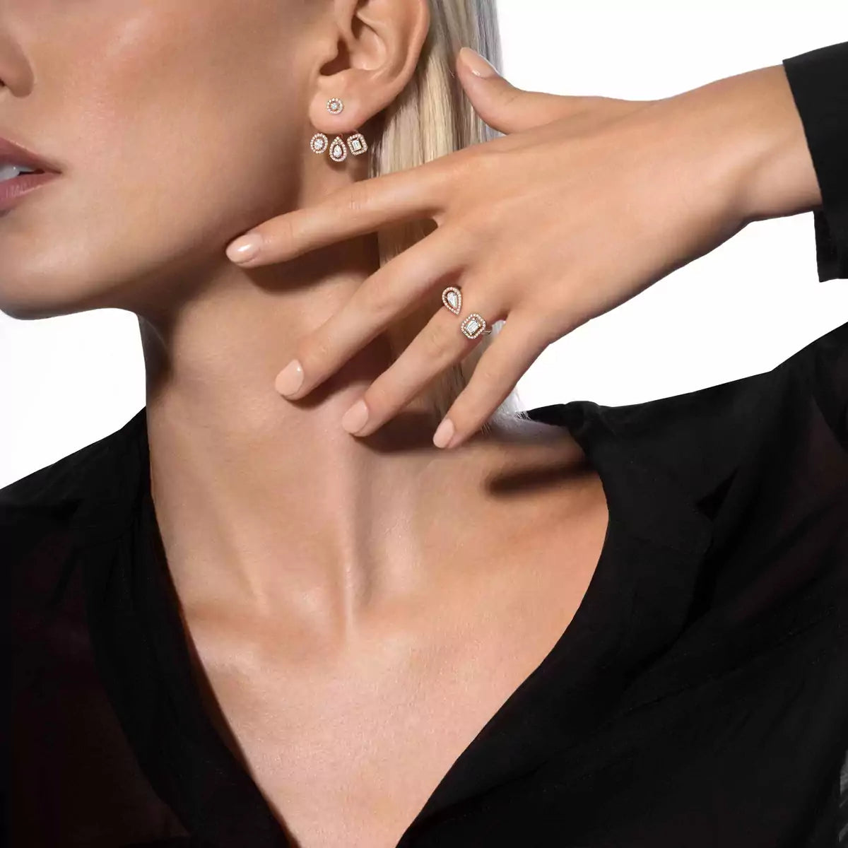 [Rosla] My Twin Trio  Diamond Earrings