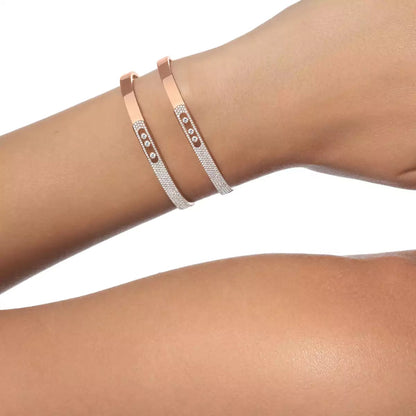 [Rosla]Move Noa Rose Gold Pavé Diamond Bangle Bracelet