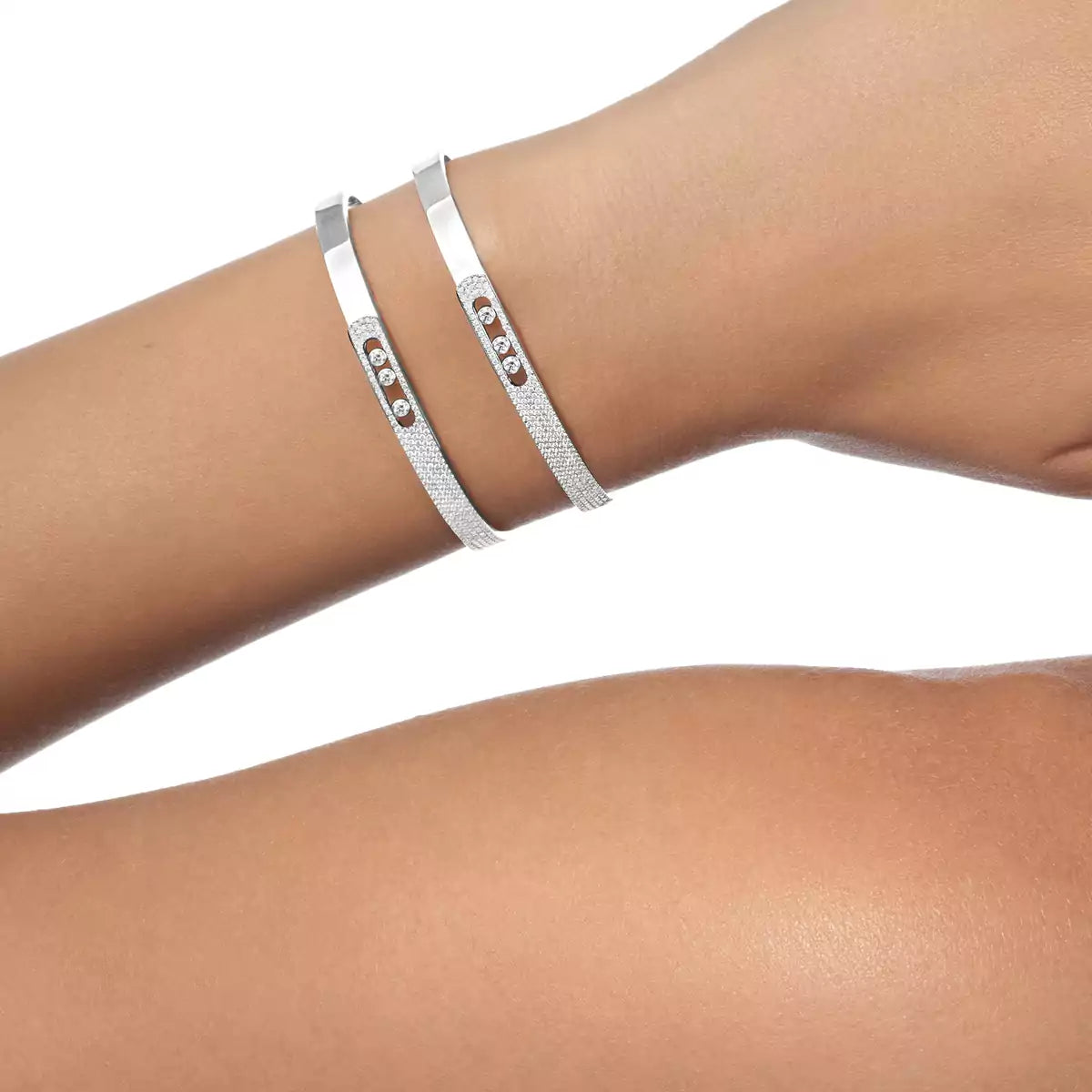 [Rosla]Move Noa Rose Gold Pavé Diamond Bangle Bracelet