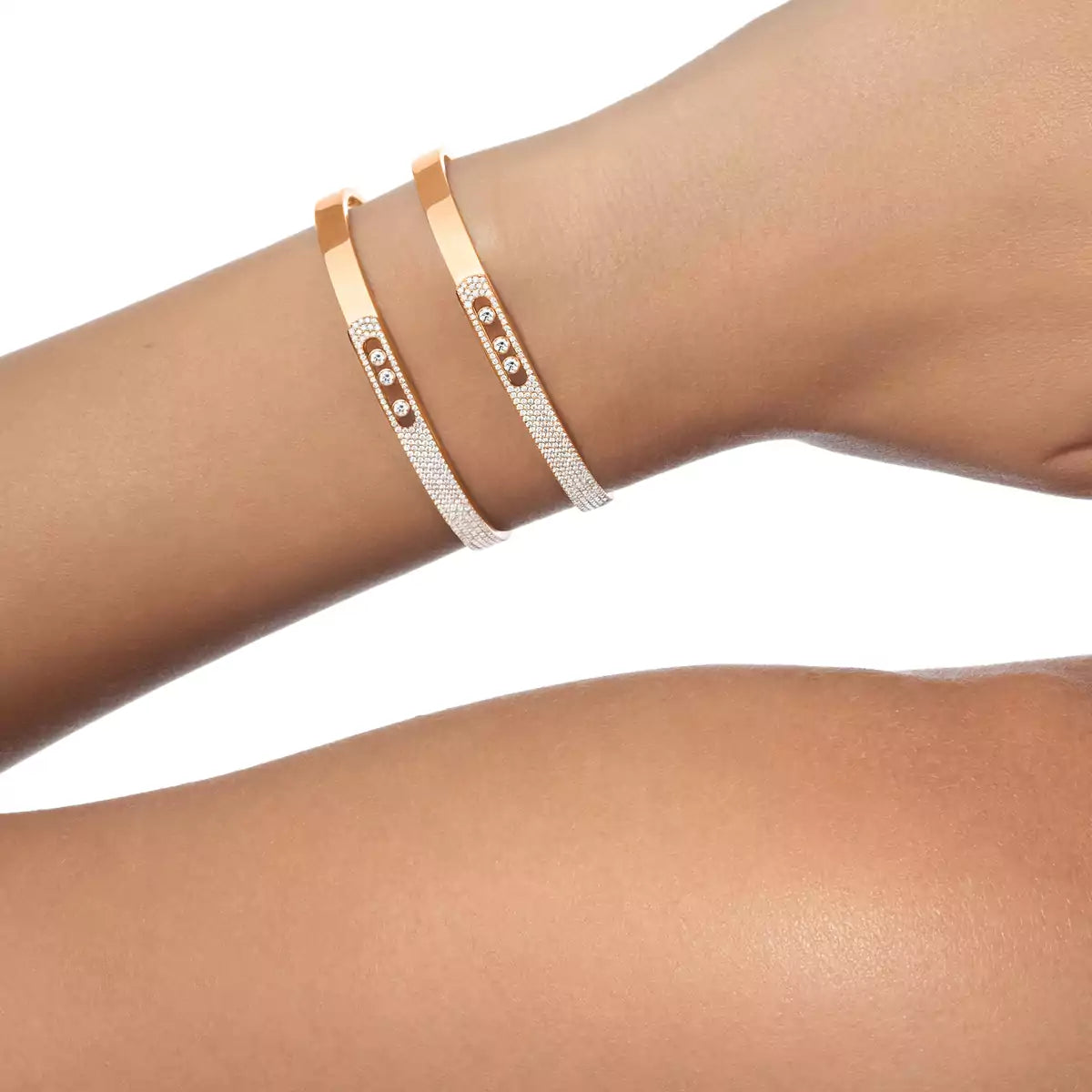 [Rosla]Move Noa Rose Gold Pavé Diamond Bangle Bracelet