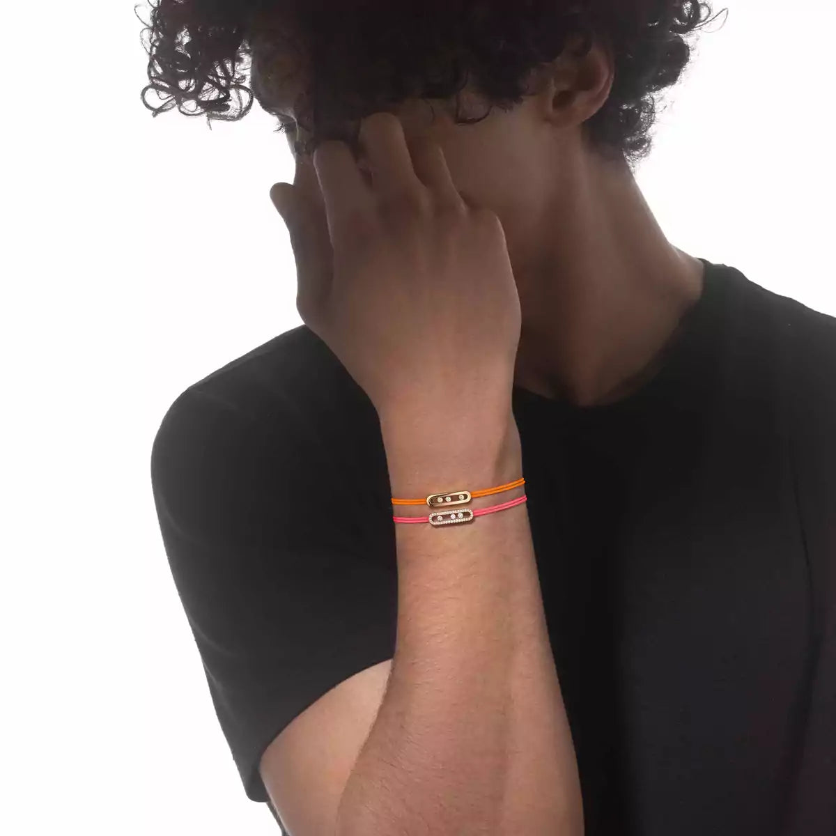 [Rosla]Messika Care(s) pink cord pavé bracelet