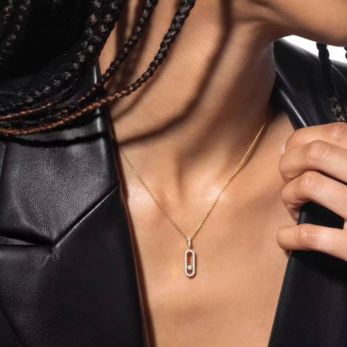 [Rosla]Move Uno Diamond Necklace in Rose Gold