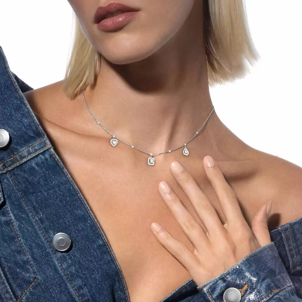 [Rosla]My Twin Diamond Necklace in Silver