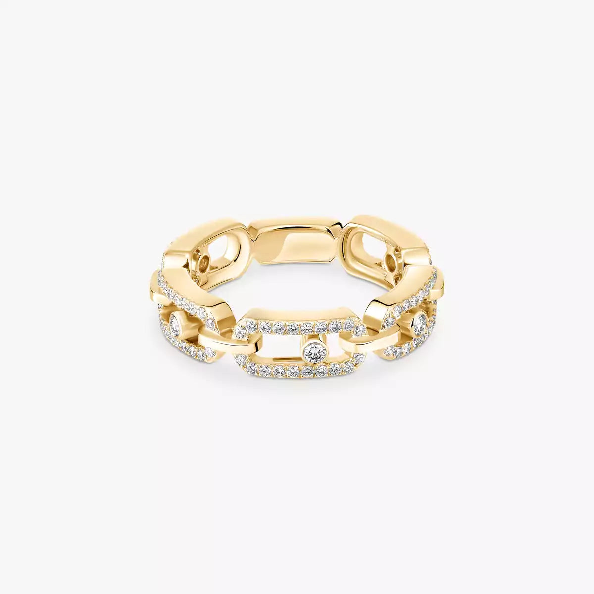 [Rosla]Move Link Pave_-Set Diamond Ring in Gold