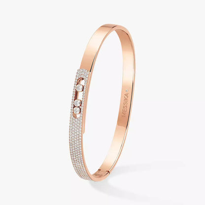 [Rosla]Move Noa Rose Gold Pavé Diamond Bangle Bracelet