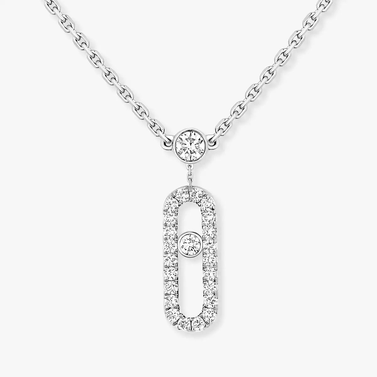 [Rosla]2 Rows Rose Gold Diamond Pave_ Necklace Move Uno