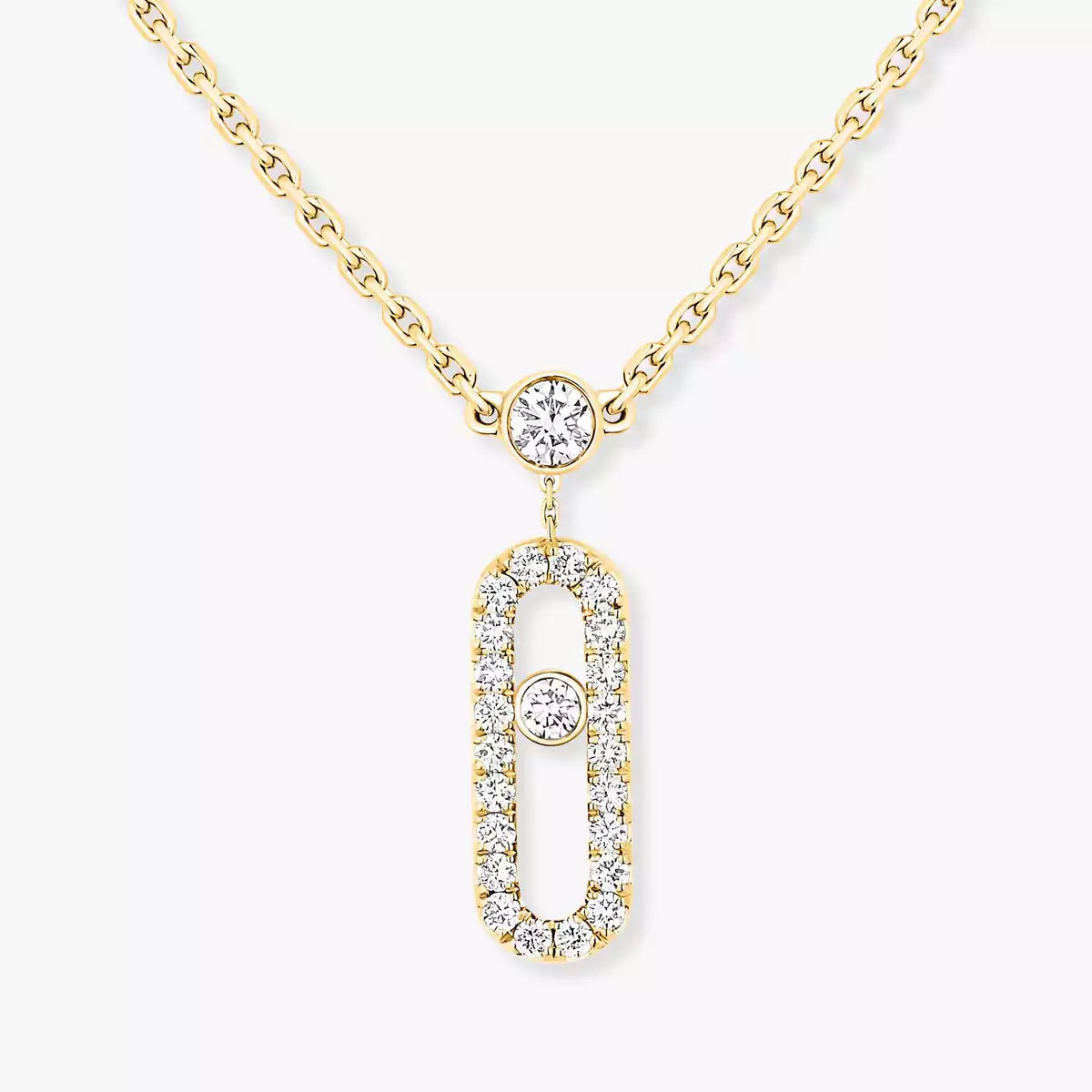 [Rosla]2 Rows Rose Gold Diamond Pave_ Necklace Move Uno