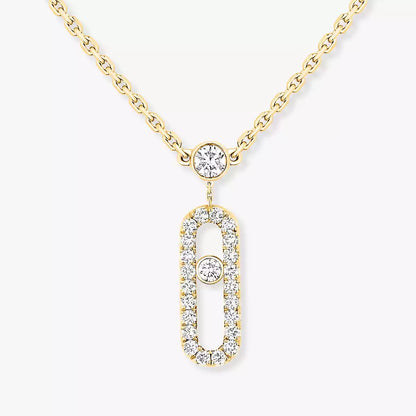 [Rosla]2 Rows Rose Gold Diamond Pave_ Necklace Move Uno