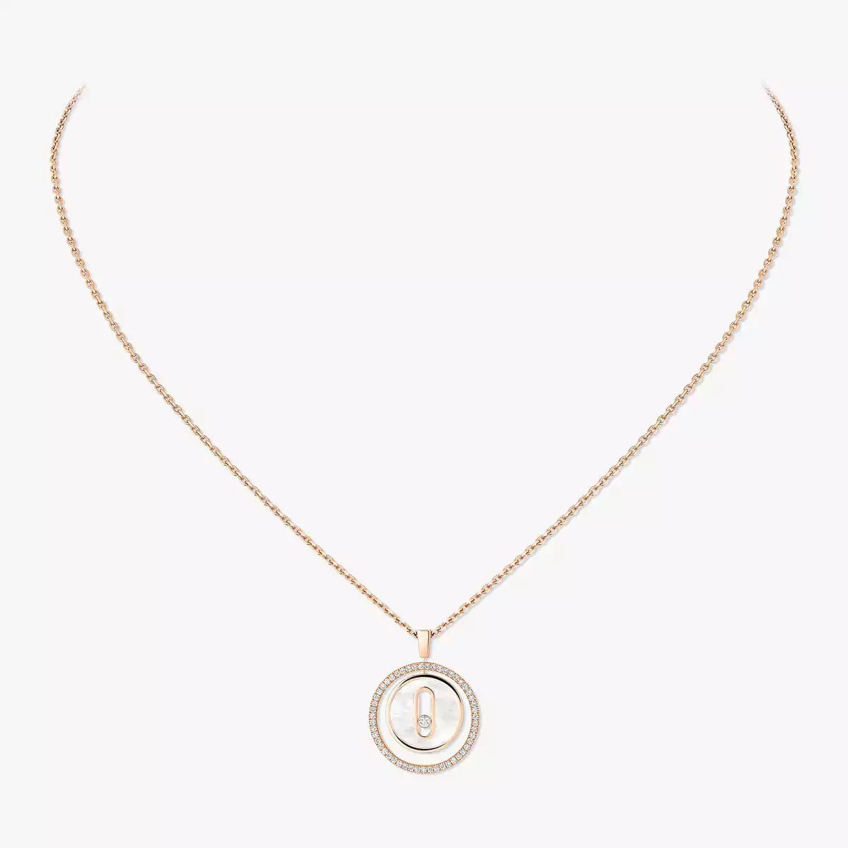 [Rosla]Lucky Move Diamond Necklace in Rose Gold and White Mother-of-Pearl