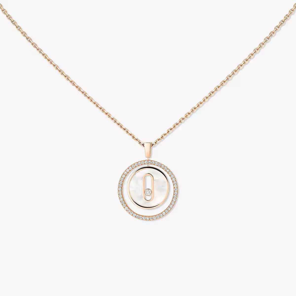 [Rosla]Lucky Move Diamond Necklace in Rose Gold and White Mother-of-Pearl