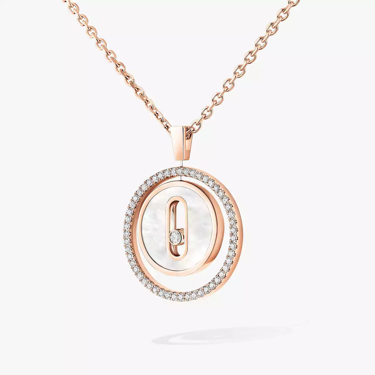 [Rosla]Lucky Move Diamond Necklace in Rose Gold and White Mother-of-Pearl