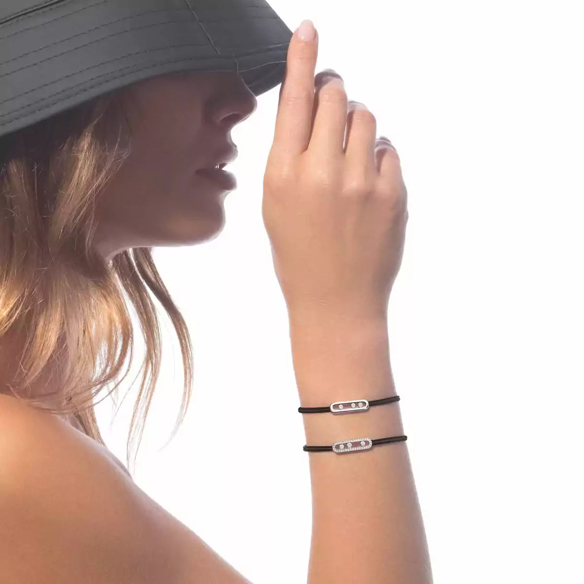 [Rosla]Messika Care(s) pink cord pavé bracelet