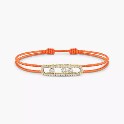 [Rosla]Messika Care(s) pink cord pavé bracelet
