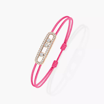 [Rosla]Messika Care(s) pink cord pavé bracelet