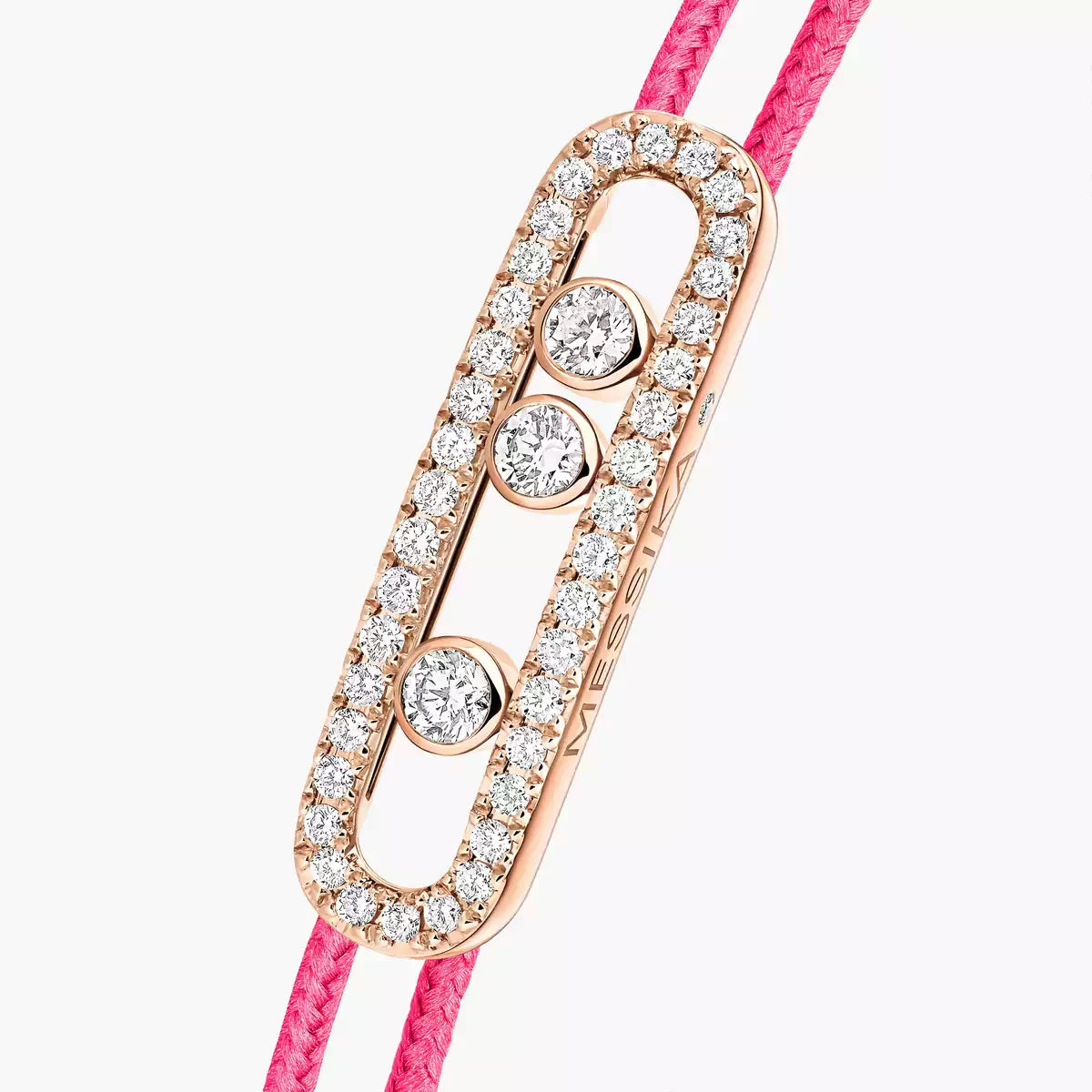 [Rosla]Messika Care(s) pink cord pavé bracelet
