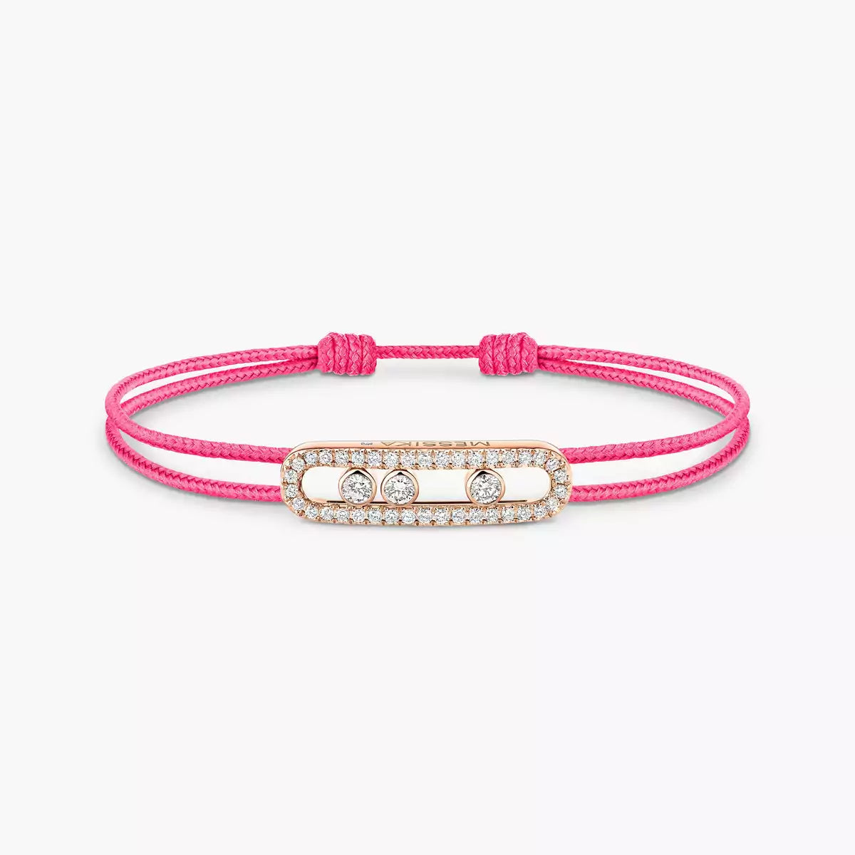 [Rosla]Messika Care(s) pink cord pavé bracelet