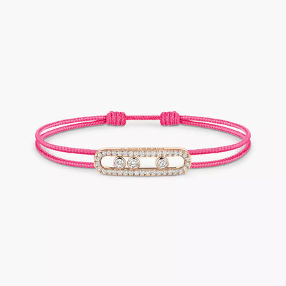[Rosla]Messika Care(s) pink cord pavé bracelet