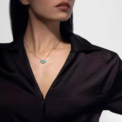 [Rosla]Lucky Eye Diamond Necklace in Rose Gold and Turquoise