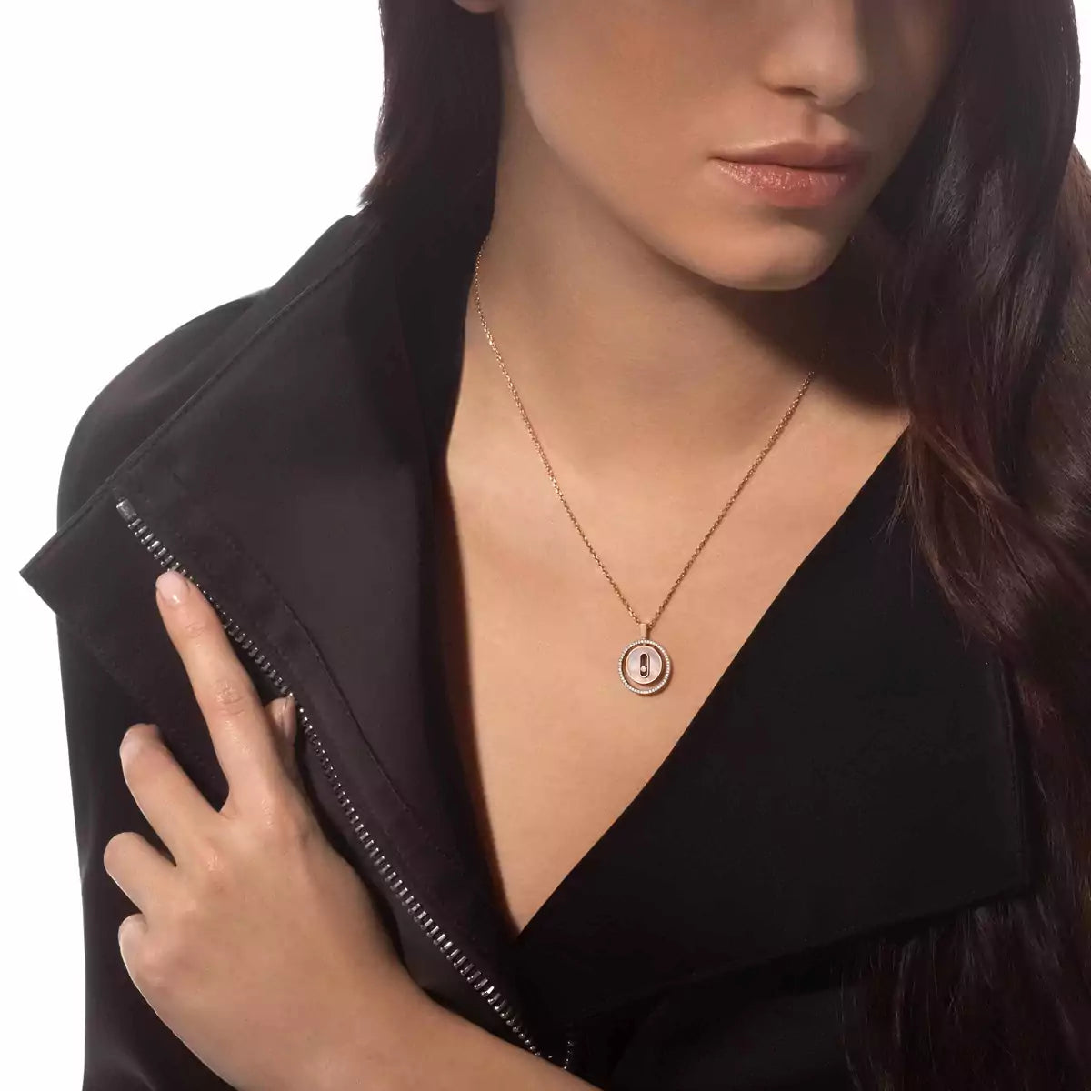 [Rosla]Lucky Move Diamond Necklace in Rose Gold and White Mother-of-Pearl